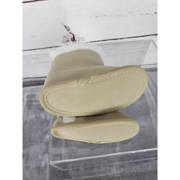 Carters 0-3 MTH TAN fur lined cheetah bow Boots - Picture 6 of 9